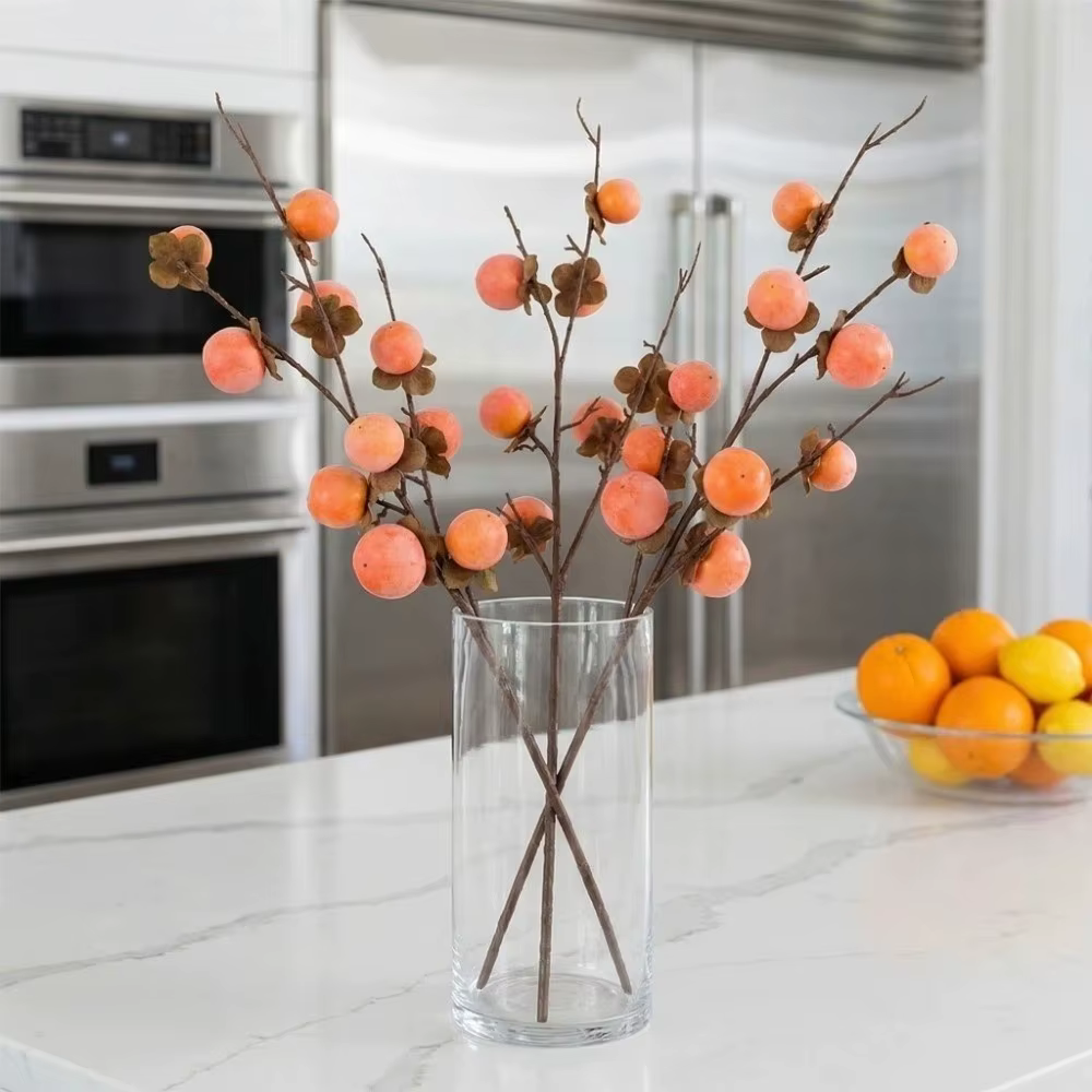 8 têtes de branches de kaki artificielles