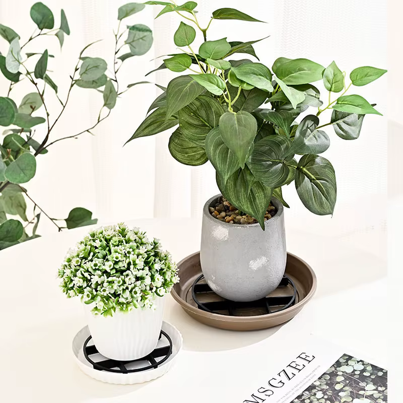 10 plateaux pour pots de fleurs à motif quadrillé de 12 cm/20 cm