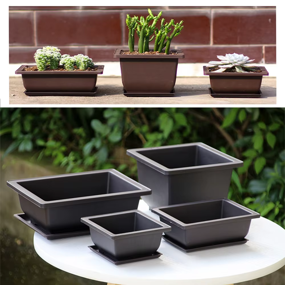 Pots de fleurs rectangulaires carrés en plastique