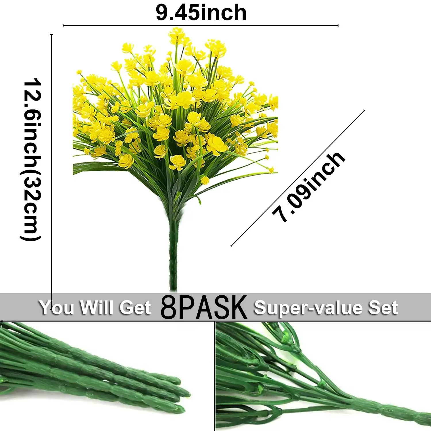 Fleurs artificielles fausses plantes extérieures arbustes en plastique résistants aux UV