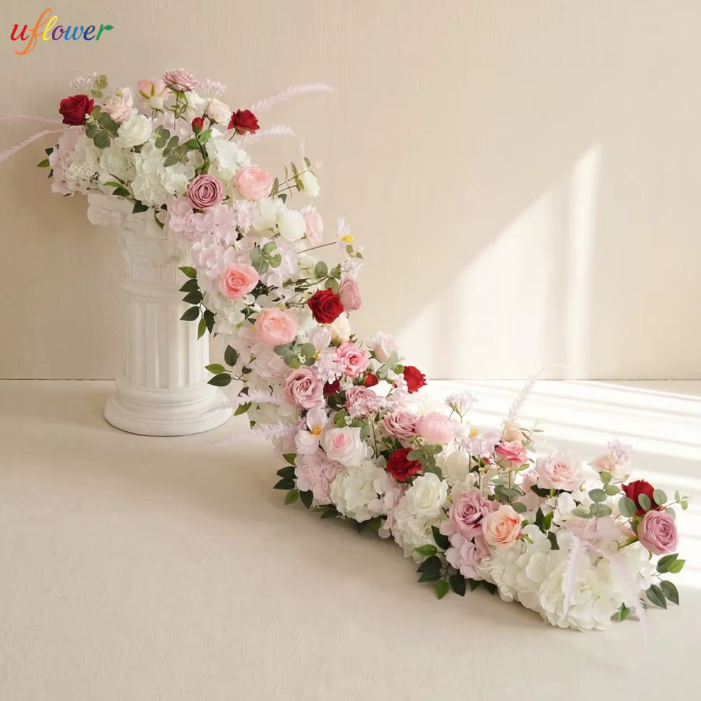 Guirlande de fleurs artificielles roses et blanches Uflower pour décoration d'arche de mariage