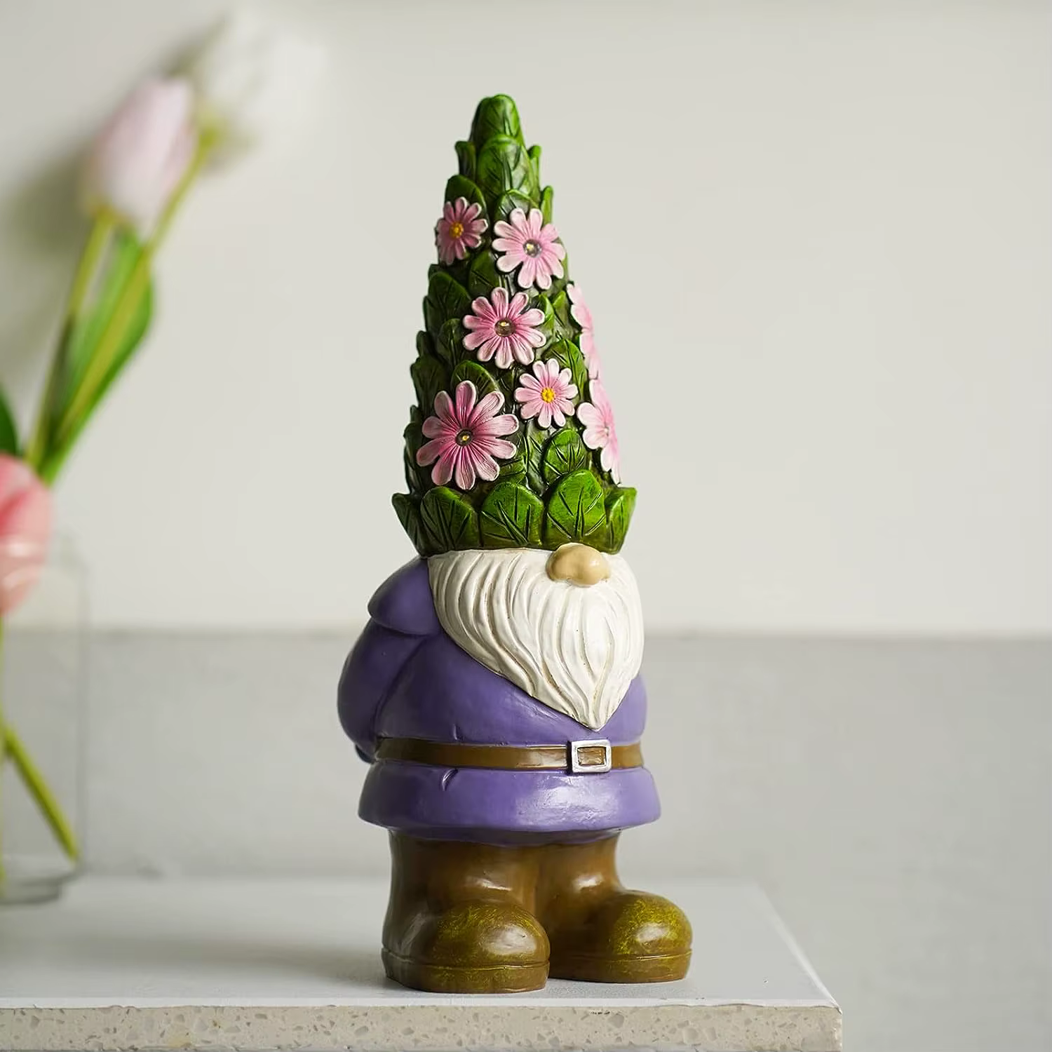 Statues extérieures de jardin solaire ange avec succulente – Figurine