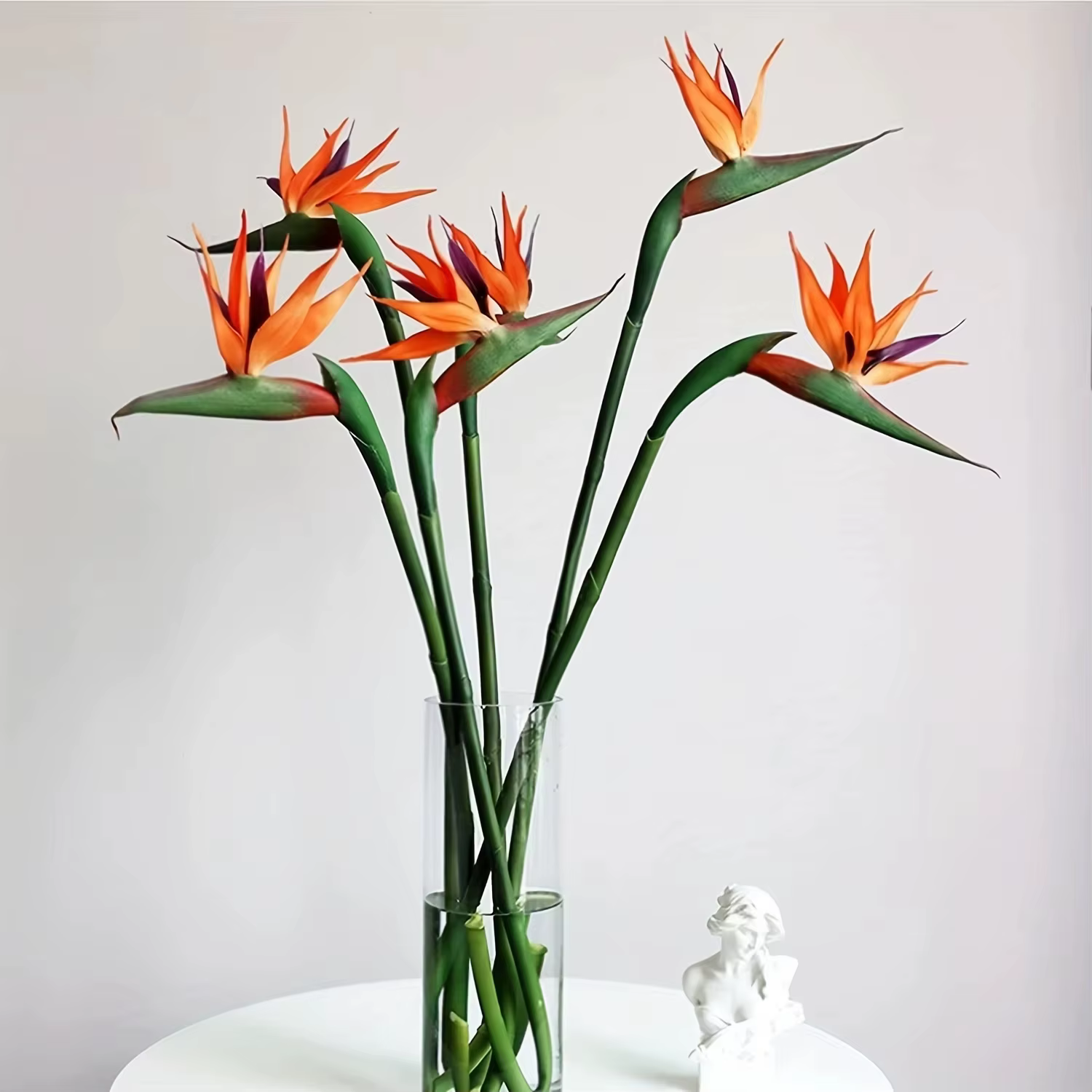 3 fleurs artificielles d'oiseau de paradis en caoutchouc Strelitzia