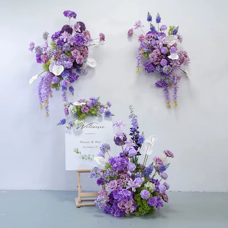 Série violette pivoine Anthurium Rose Arrangement floral accrocher