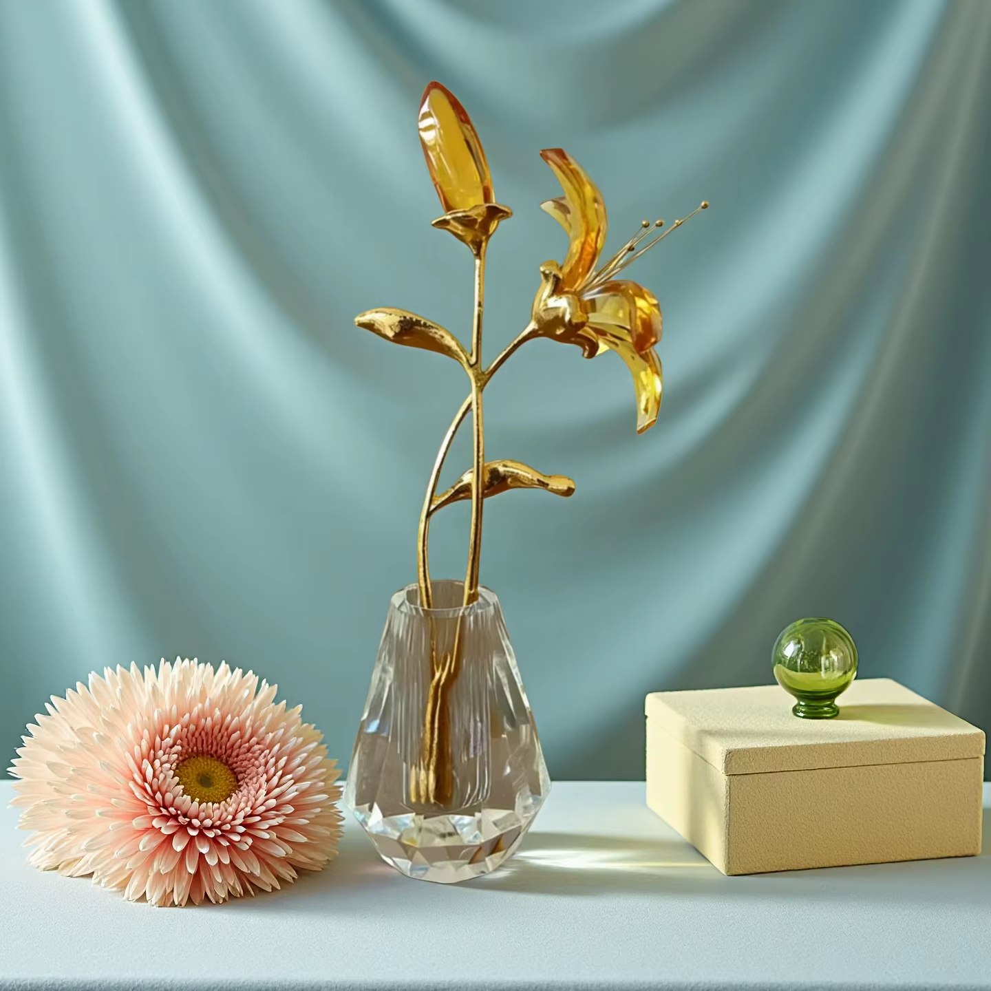 Ornement de fleur en cristal de luxe léger