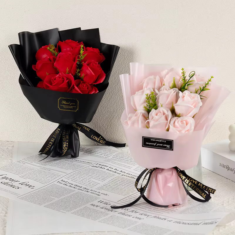 Bouquet de roses artificielles en soie