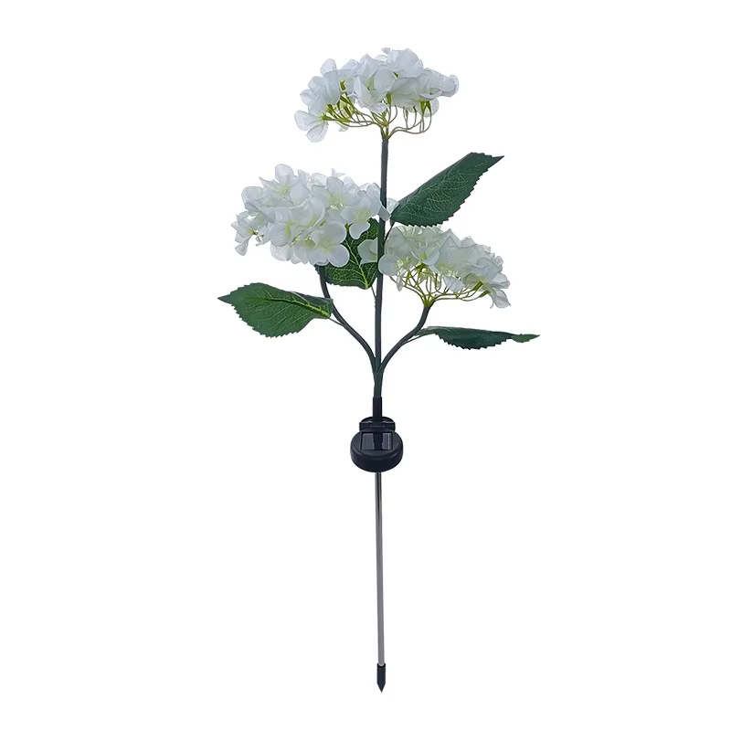 Lampe solaire de jardin à 3 têtes d'hortensias