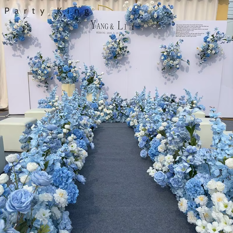 Chemin de fleurs roses artificielles de luxe