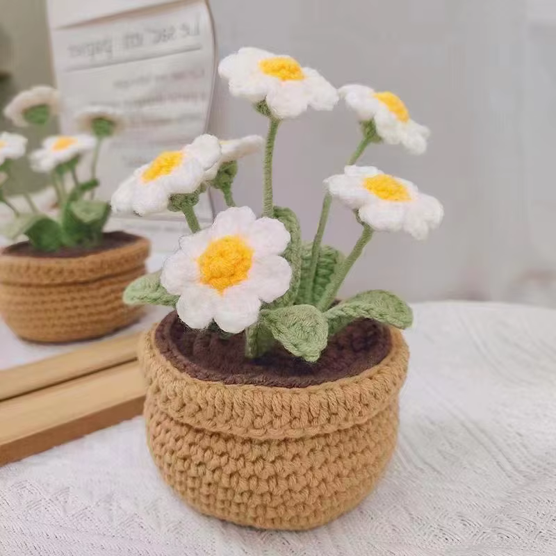Kit de tricot et crochet fait main en forme de plante de fraise en pot