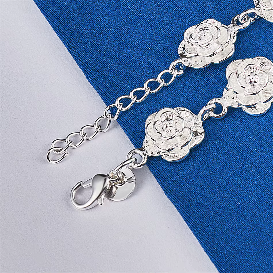 Bracelet luxueux en argent sterling 925 de 8 pouces pour femmes, accessoires de bijoux pour mariage et fête