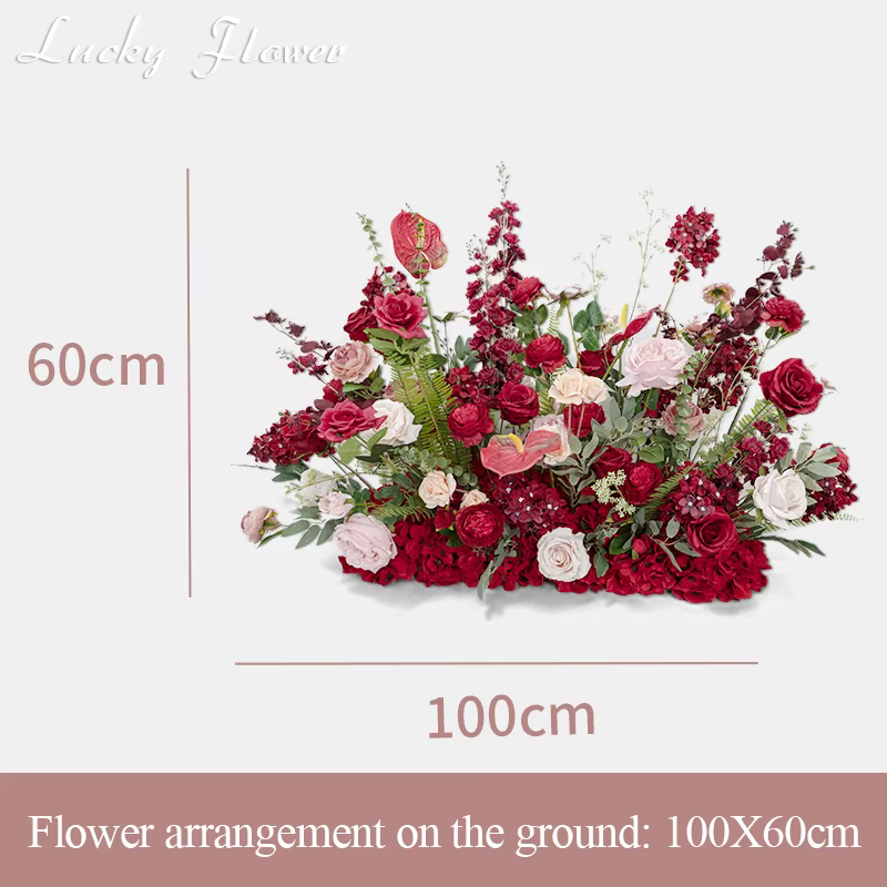 Décoration de mariage de luxe en fleurs artificielles rouges