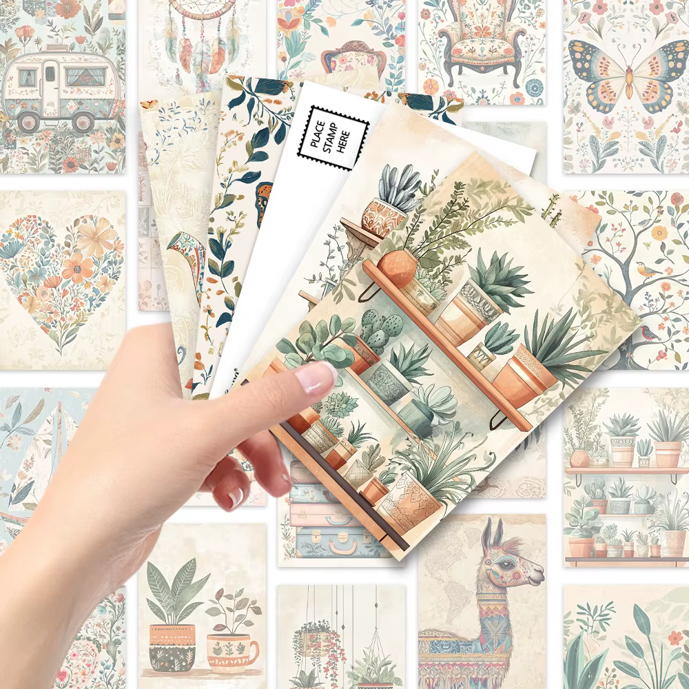 32 pièces, cartes postales à thème floral