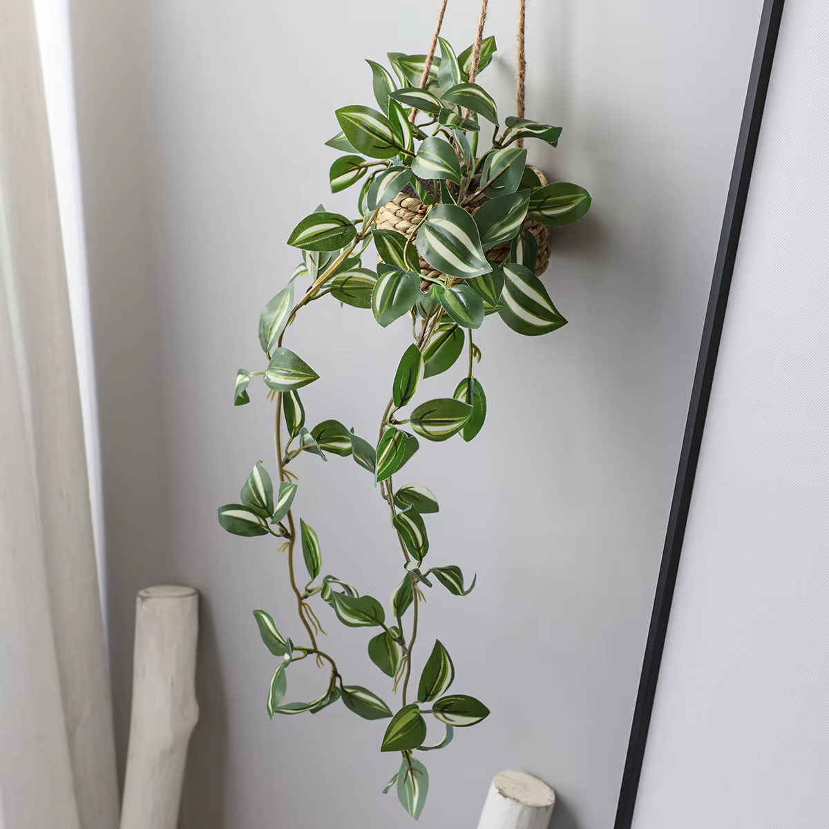 XIYA fleur artificielle suspendue herbe plante en pot Zebrina Peperomia Fittonia