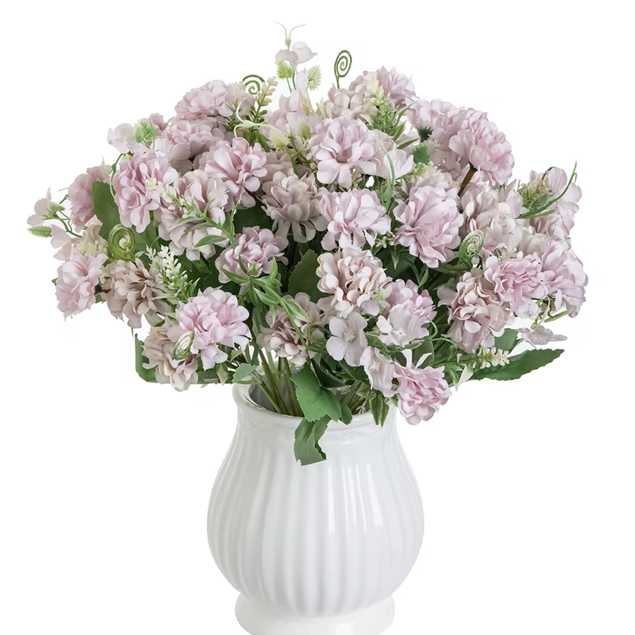 Fleur artificielle 5 Fourche Bouquet De Soie Oeillet Printemps Boule Chanceux Simulation Faux Maison Doux Robe Paysage