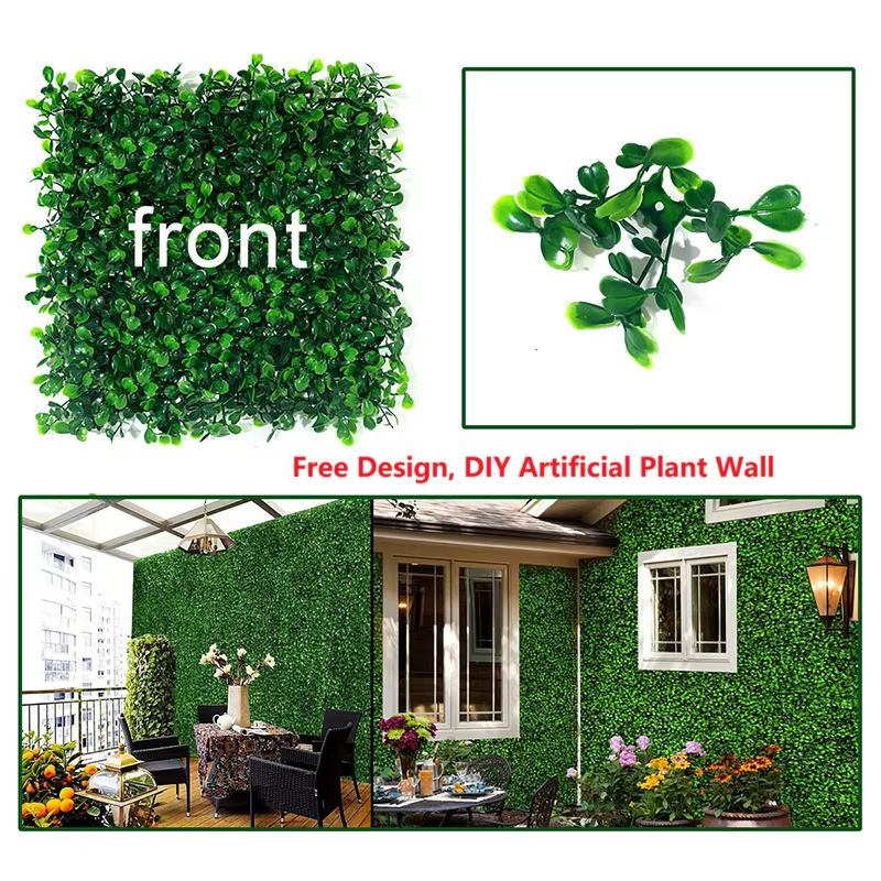 4 pièces Simulation Milan herbe plante mur bricolage vitrine publicité fond Hall décoration 25*25 cm artificiel en plastique pelouse