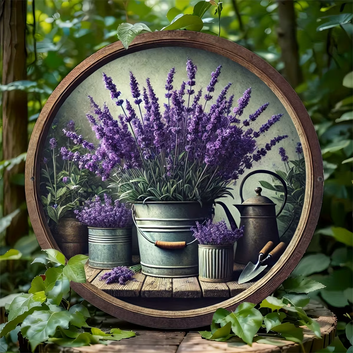 Jardinière ronde en bois 8 pouces 2D