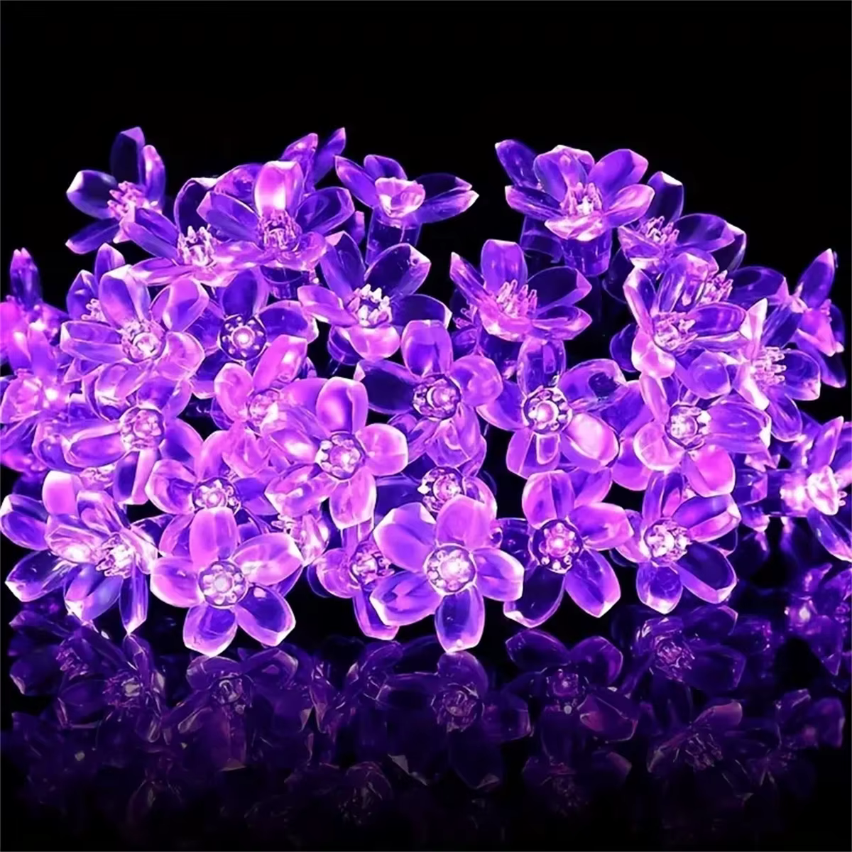 5/6.5/7/12M violet solaire fleur chaîne lumières fée LED