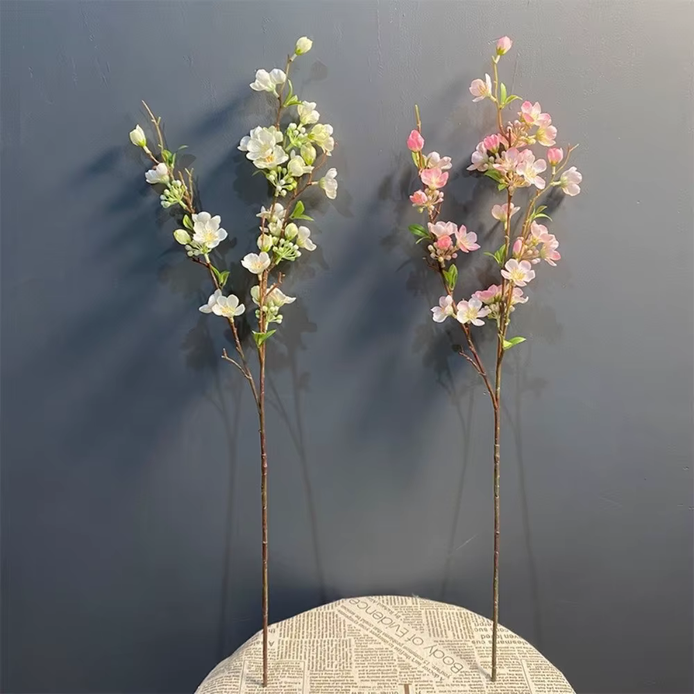 Longue branche artificielle de fleurs de cerisier de 84 cm à 2 branches