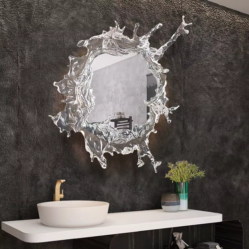 Art eau fleur avec miroir applique murale moderne mur LED lampes pour salle de bain Dressing miroir appliques murales décor à la maison éclairage mural
