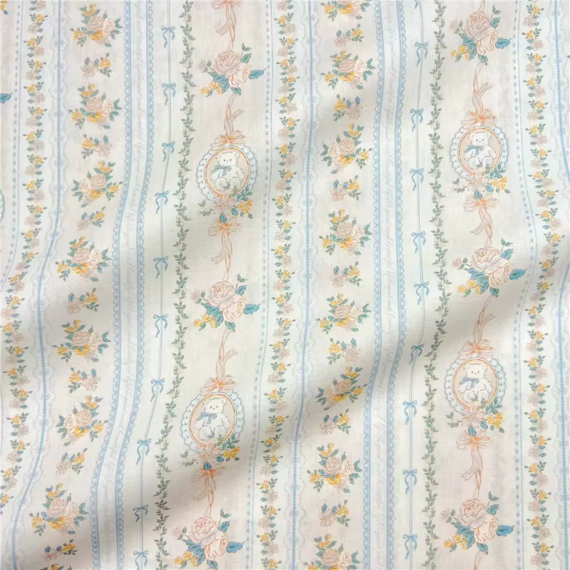 Ours fleur mur frais Branches florales imprimer 100% coton popeline tissu bricolage à la main couture automne robe chemises vêtements matériel