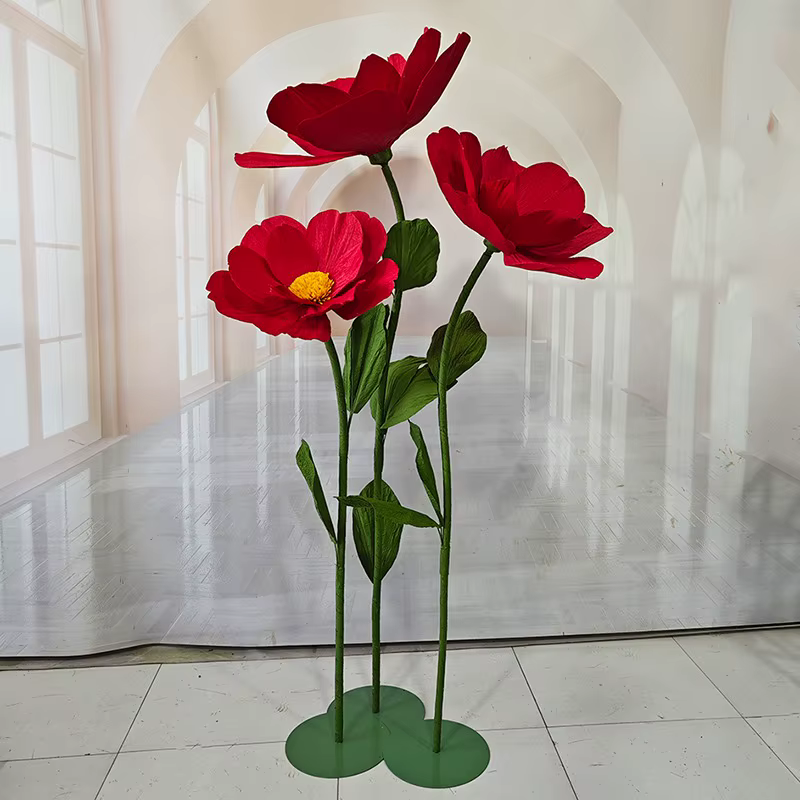 Fleurs artificielles camélia rouge 190cm
