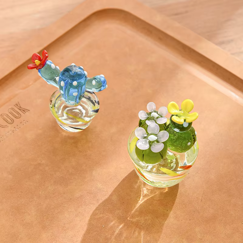 Figurines de Cactus en verre de Murano faites à la main