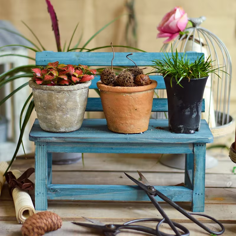 Porte-pot de fleurs en bois naturel