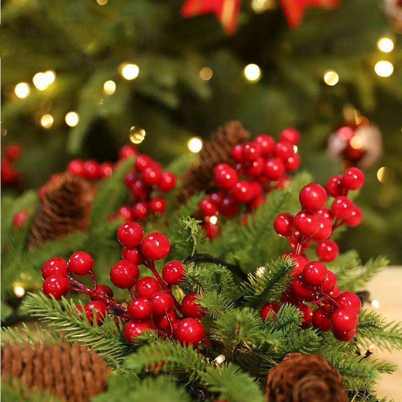 5 pièces baies de noël Branches de pin couronne