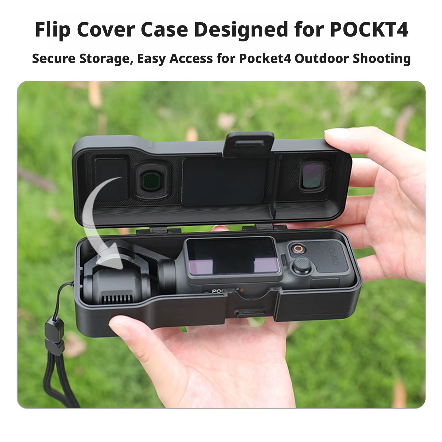 Sac de rangement portable pour accessoires DJI OSMO Pocket 4, étui de protection rigide, livré avec une sangle de transport/boucle d'alpinisme, poche