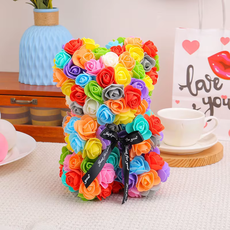 Ours en fleurs éternelles pour la Saint-Valentin