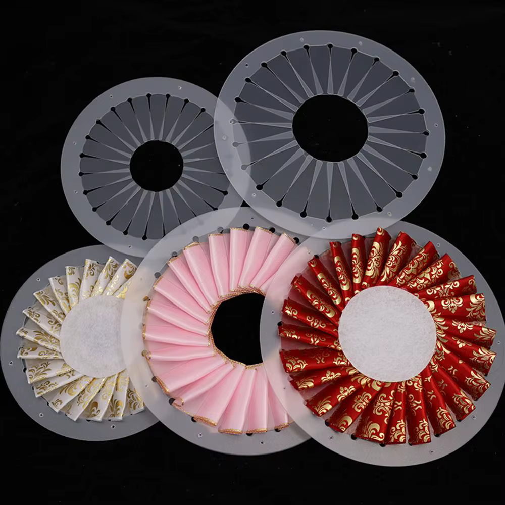 Outil de fabrication de rosettes en ruban DIY 9cm 12cm 15cm, pour fleurs en ruban et figurines de table transparentes, artisanat