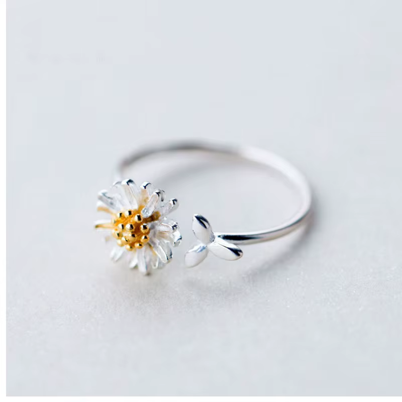 Bagues à fleurs romantiques roses pour femmes, Zircon brillant, branche de fleur de cerisier, coquille, bijoux esthétiques de mariage et de noël