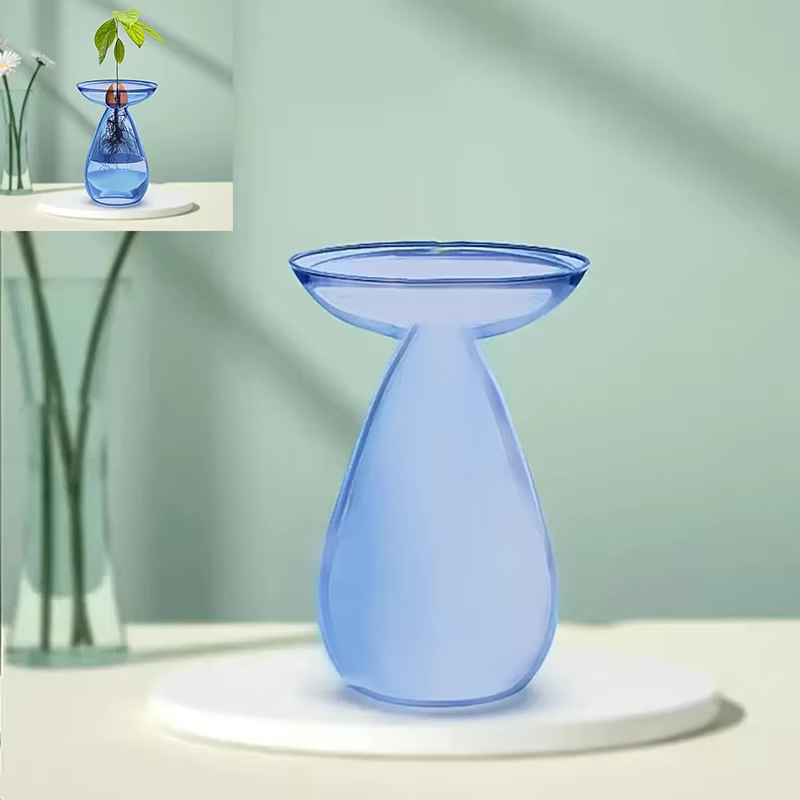 Vase en verre coloré en forme d'avocat - Jardinière hydroponique transparente pour la germination des graines