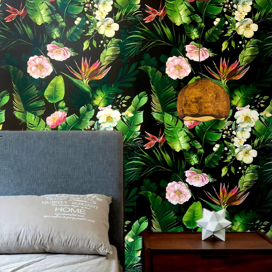 Papier Peint Auto-Adhésif avec Plantes Vertes