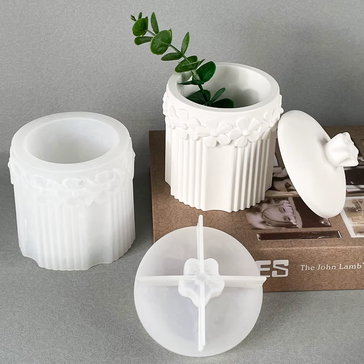 Moule en Silicone pour Pot de fleur à rayures, boîte de rangement de fleurs, bricolage, fabrication artisanale, pot de fleur en résine de plâtre, moules de moulage, fournitures de décoration pour la m