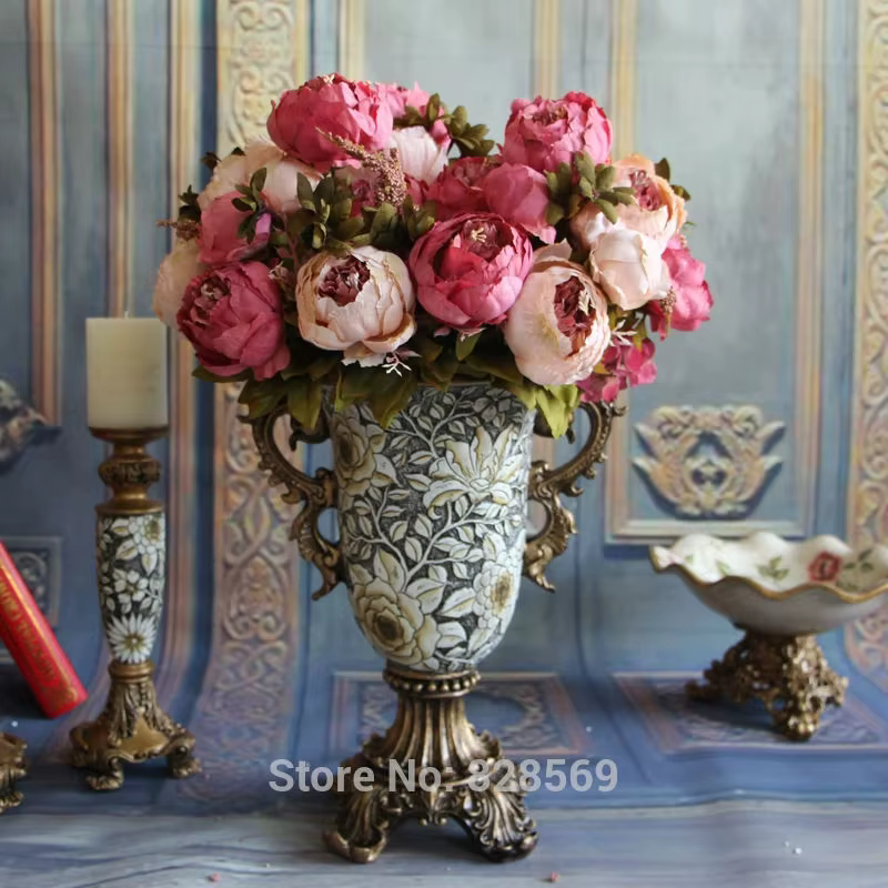 Bouquet de fleurs artificielles européennes en soie de haute qualité