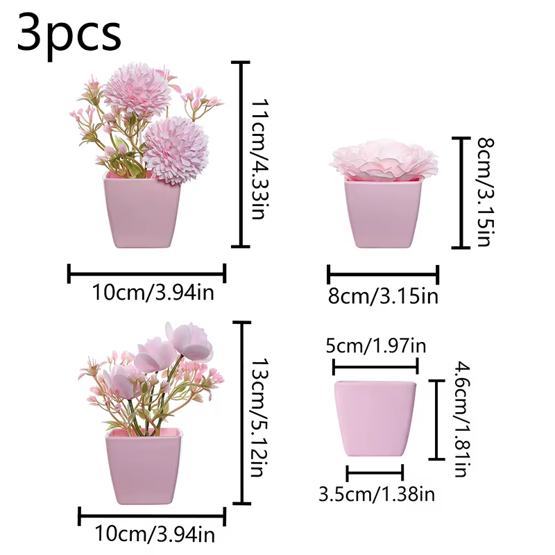 (Un ensemble de 3 pièces) de mini plantes en pot simulées adaptées à la décoration de maisons