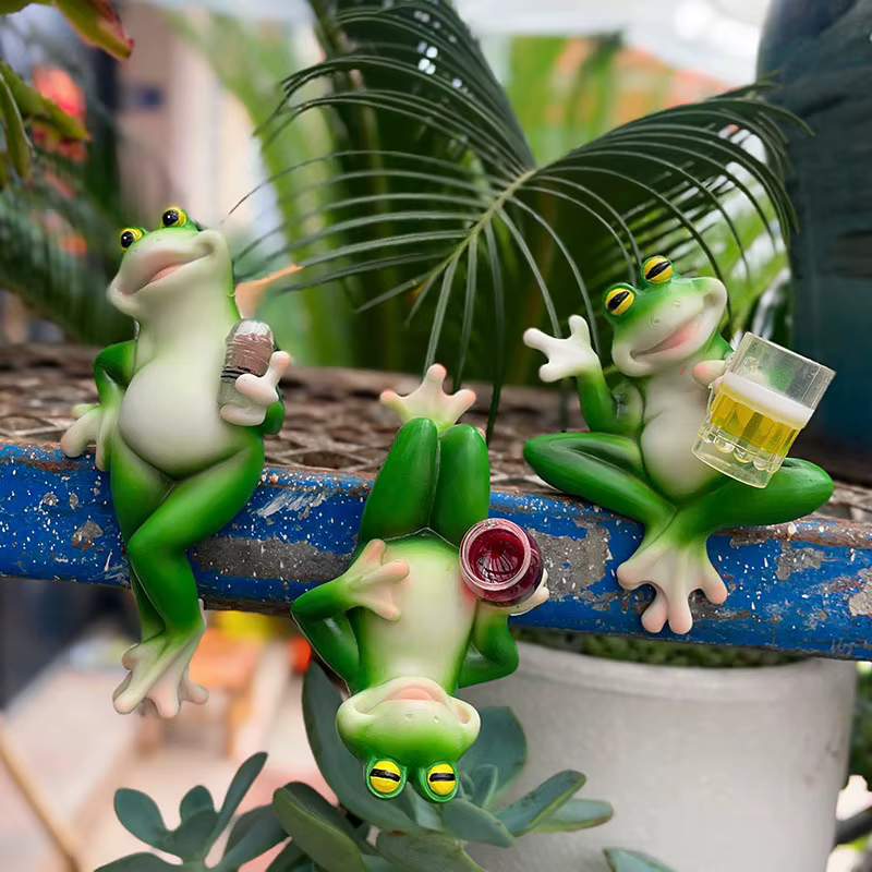 Décoration de jardin en forme de grenouille pour pots