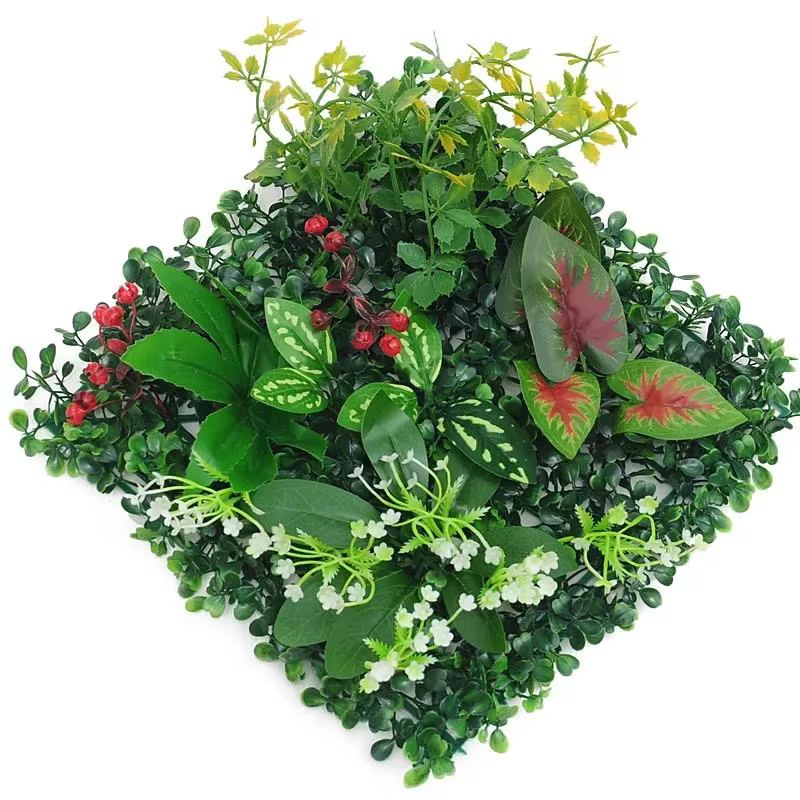 Bricolage magasin vitrine plante mur plastique Simulation feuilles de raisin Rose pelouse Hall décoration 25*25 cm plantes vertes artificielles murs