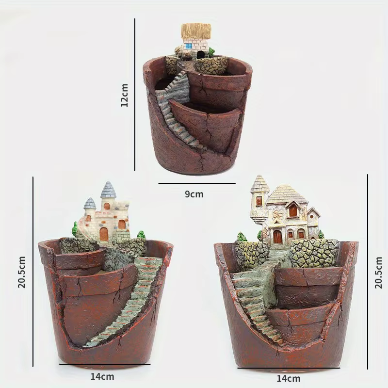 Pot de plantes créatif avec ville du ciel