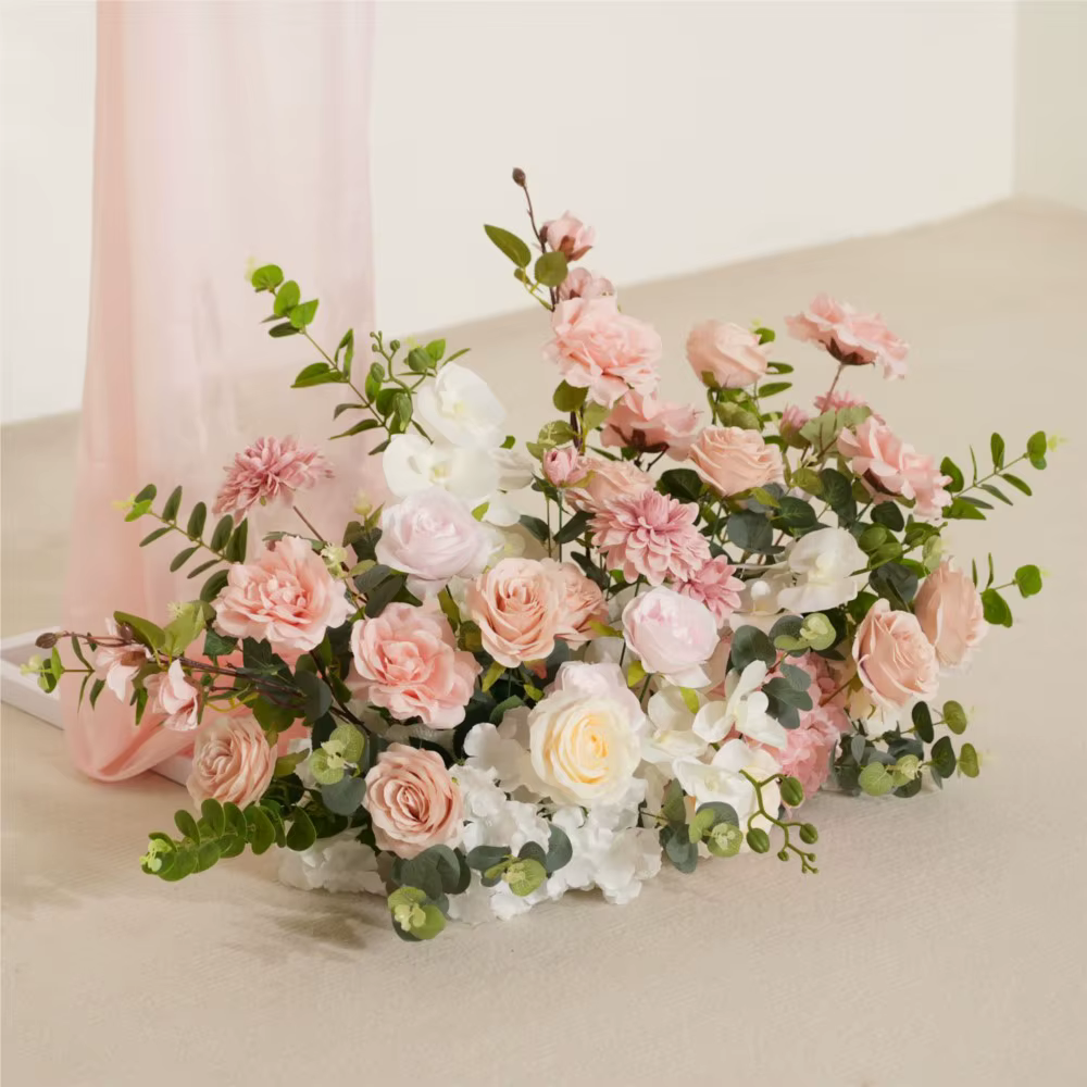 Uflower – fleurs artificielles roses, décor de mariage, arrière-plan de bienvenue, Art Floral suspendu, accessoires de rangée de fleurs, boule de fleurs leader sur la route