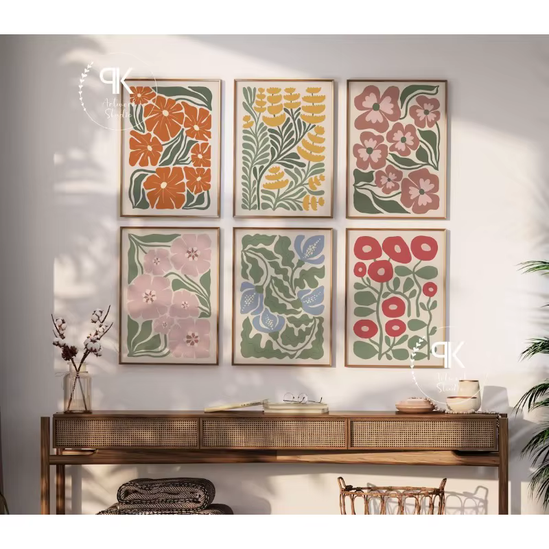Affiche de fleurs abstraites Boho