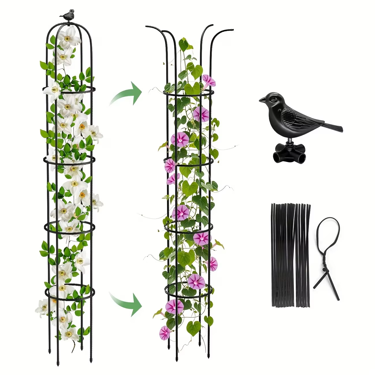 Support de grimpement en métal antirouille pour plantes en pot