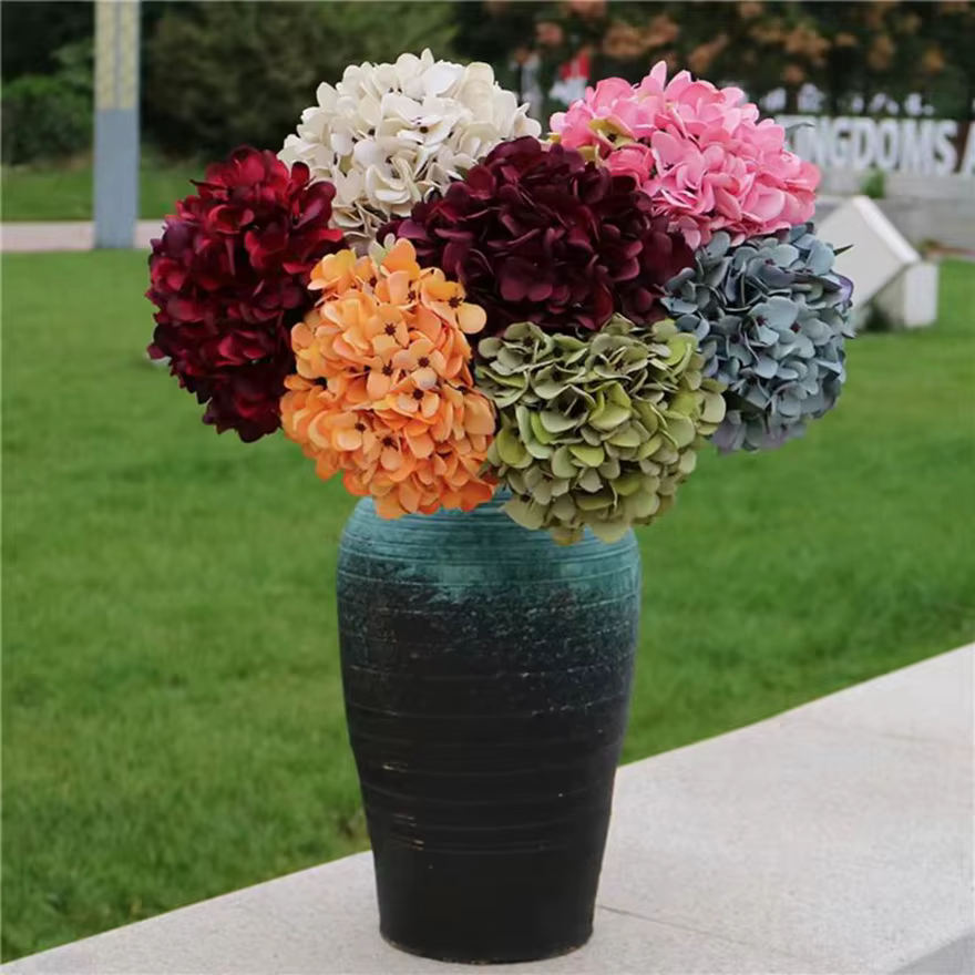 Fleurs artificielles hortensia mur de mariage maison festival décorations cuisine accessoire bricolage nuptiale bouquet scrapbook intérieur bonsaï
