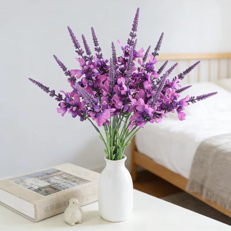 Herbe artificielle de lavande de 16,5 pouces pour la décoration intérieure et extérieure, mariages, hôtels, centres commerciaux, vitrines et accessoires de photographie