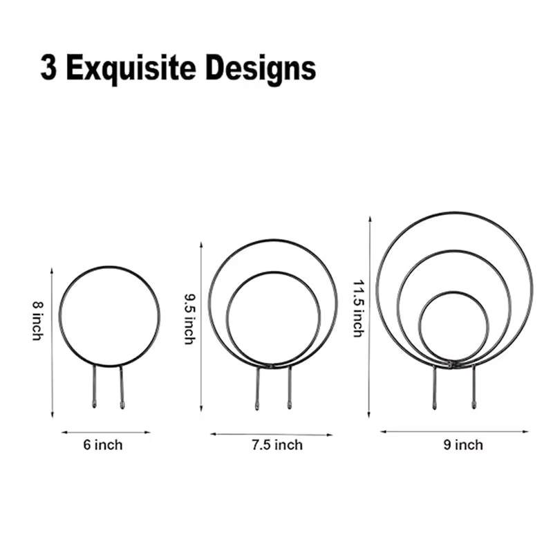 A36T-Ensemble de 3 treillis ronds d'intérieur pour plantes grimpantes