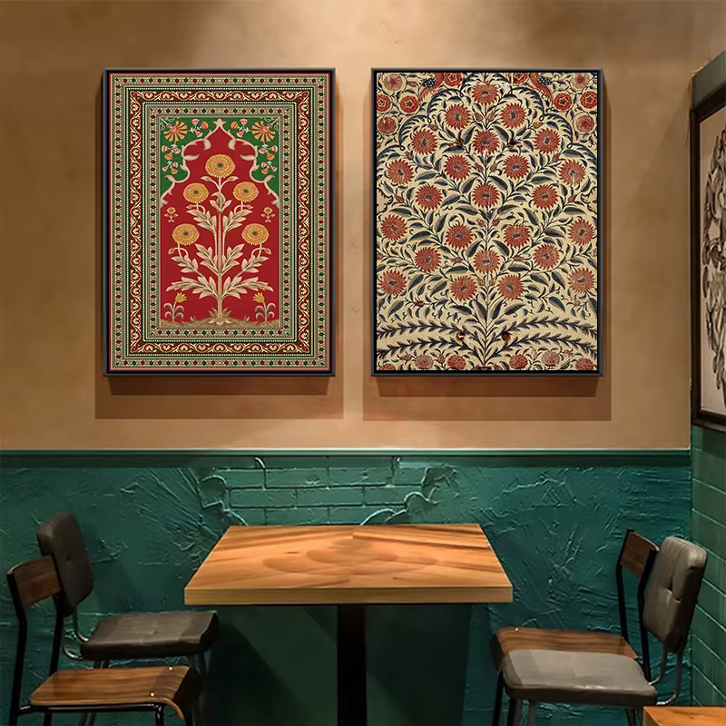 Art populaire indien imprimé Floral persan Vintage arbre de vie fleur de Lotus impressions sur toile peinture mur Art affiche décor à la maison Cuadros