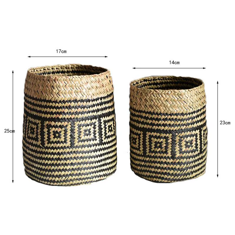 Mir à fleurs en paille tissé à la main, panier de rangement domestique, vase créatif, vase à fleurs séchées, conteneur de plantes vertes pour la décoration intérieure