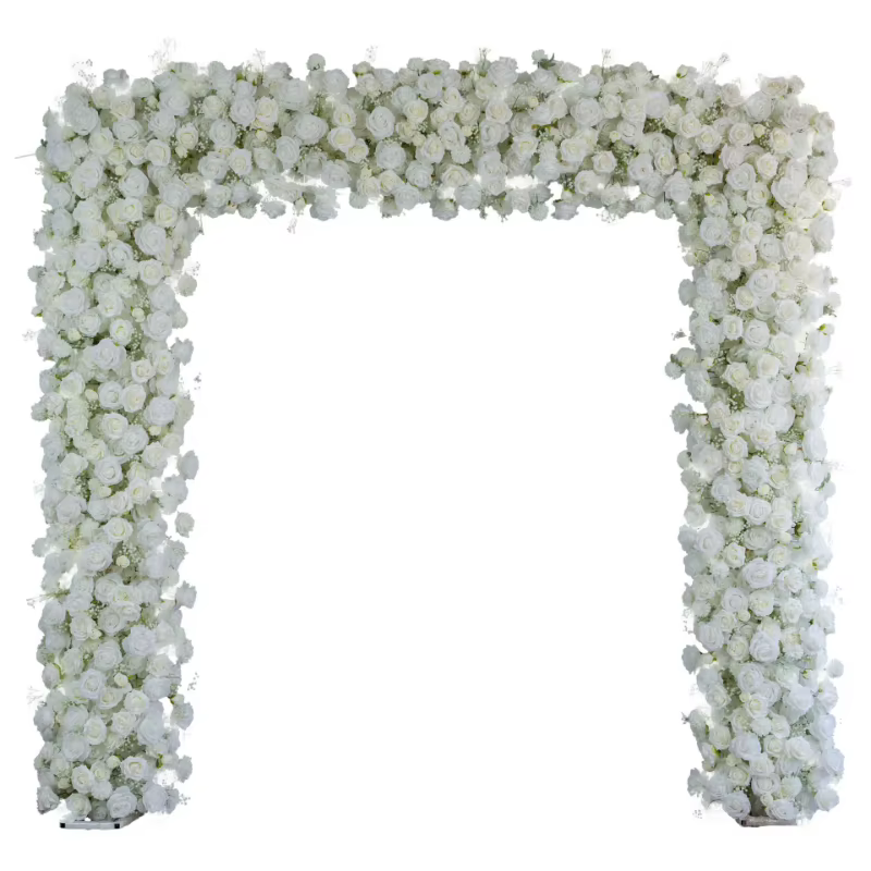 Arche de fleurs artificielles en forme de cœur blanc pour décoration de mariage