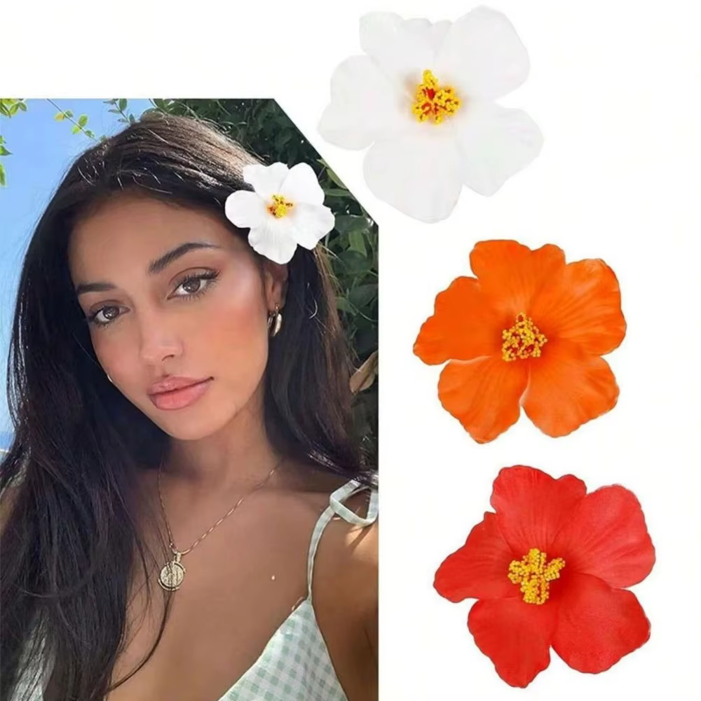 Barrettes à cheveux Hawaïennes Fleur d'œuf, Pinces à cheveux Bohèmes Romantiques, Coiffes Décoratives, Épingles à cheveux Hibiscus